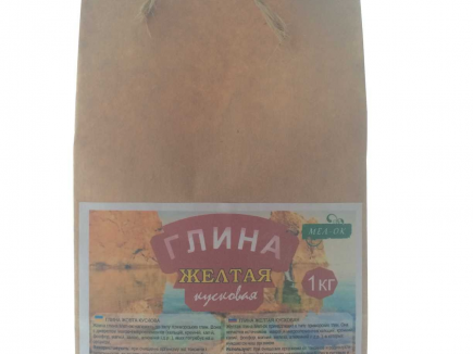 Глина Желтая кусковая, пакет 1 кг