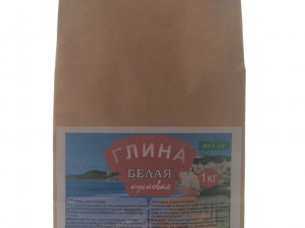 Глина Белая кусковая, пакет 1 кг